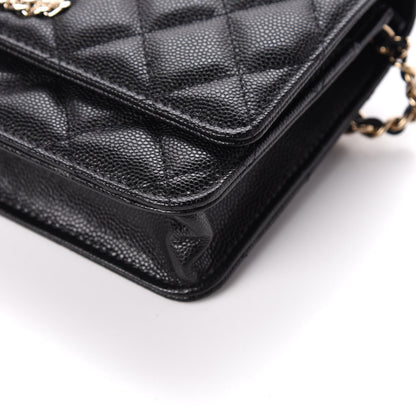 Chanel Caviar Quilted French New Wave Chain CC Wallet On Chain WOC Black 10 of 10