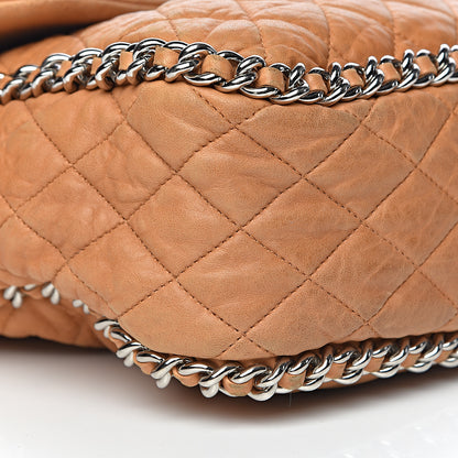 Chanel Washed Lambskin Chain Around Maxi Flap Bag Dark Beige 15 of 18