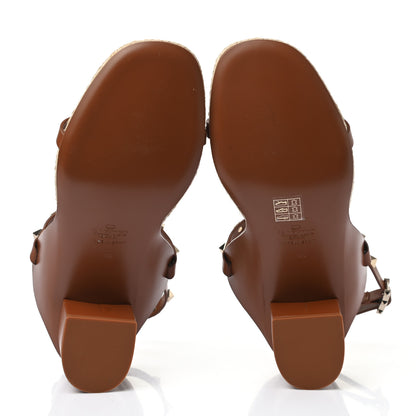 Valentino Garavani Calfskin Rockstud Ankle Strap Espadrille 10/60mm Sandals 38 Selleria 7 of 7