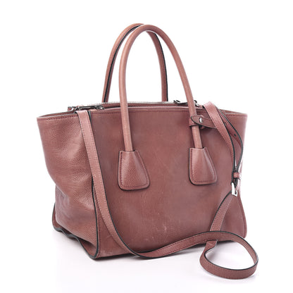 Prada Glace Calf Small Twin Pocket Tote Pink 2 of 10