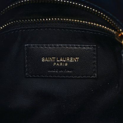 Saint Laurent Canvas Quilted Toy Loulou Puffer Monogram Chain Satchel Deep Marine 5 of 10