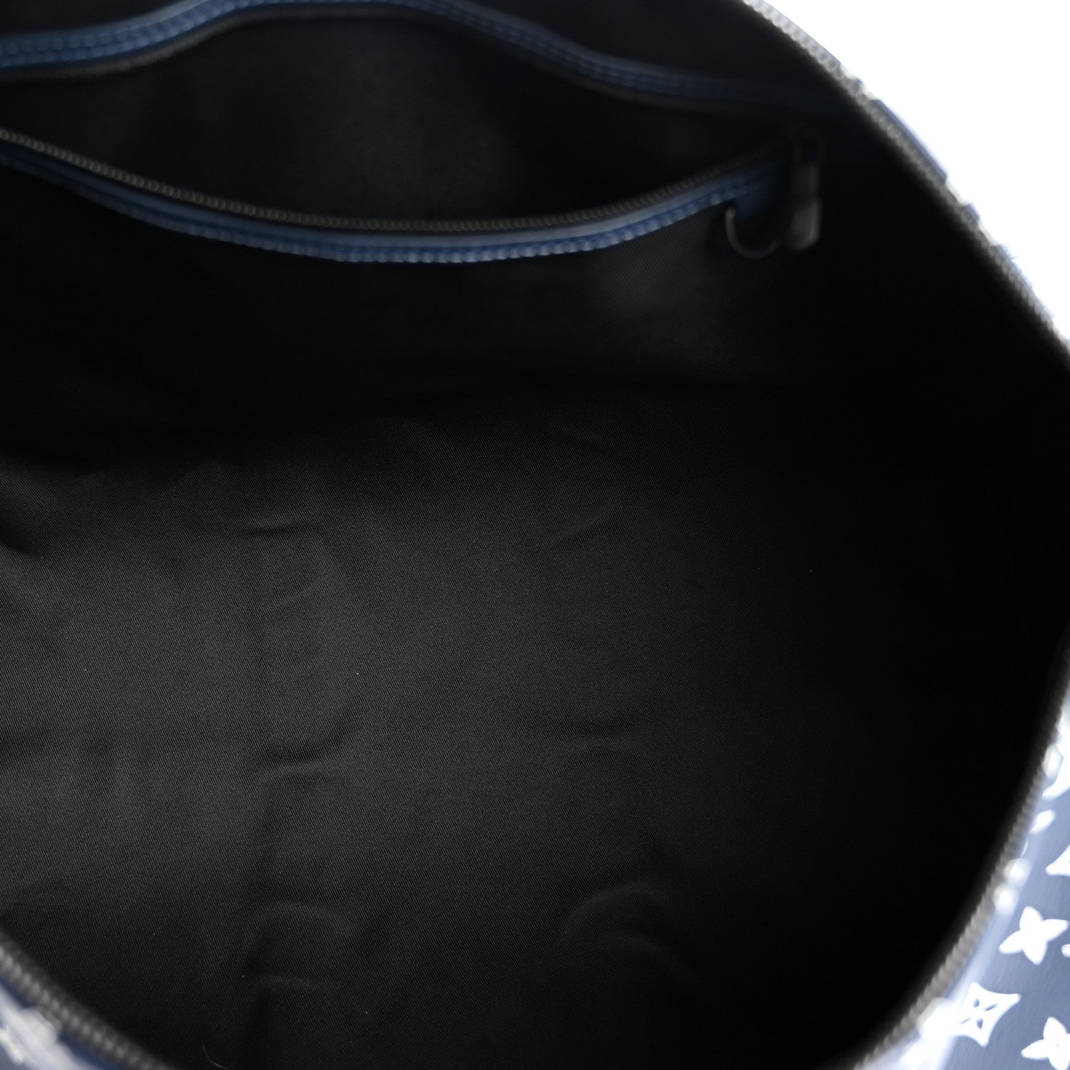 Louis Vuitton Calfskin Shadow Monogram Keepall Bandouliere 50 Ink Blue White 4 of 8