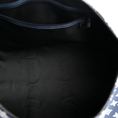 Louis Vuitton Calfskin Shadow Monogram Keepall Bandouliere 50 Ink Blue White 4 of 8