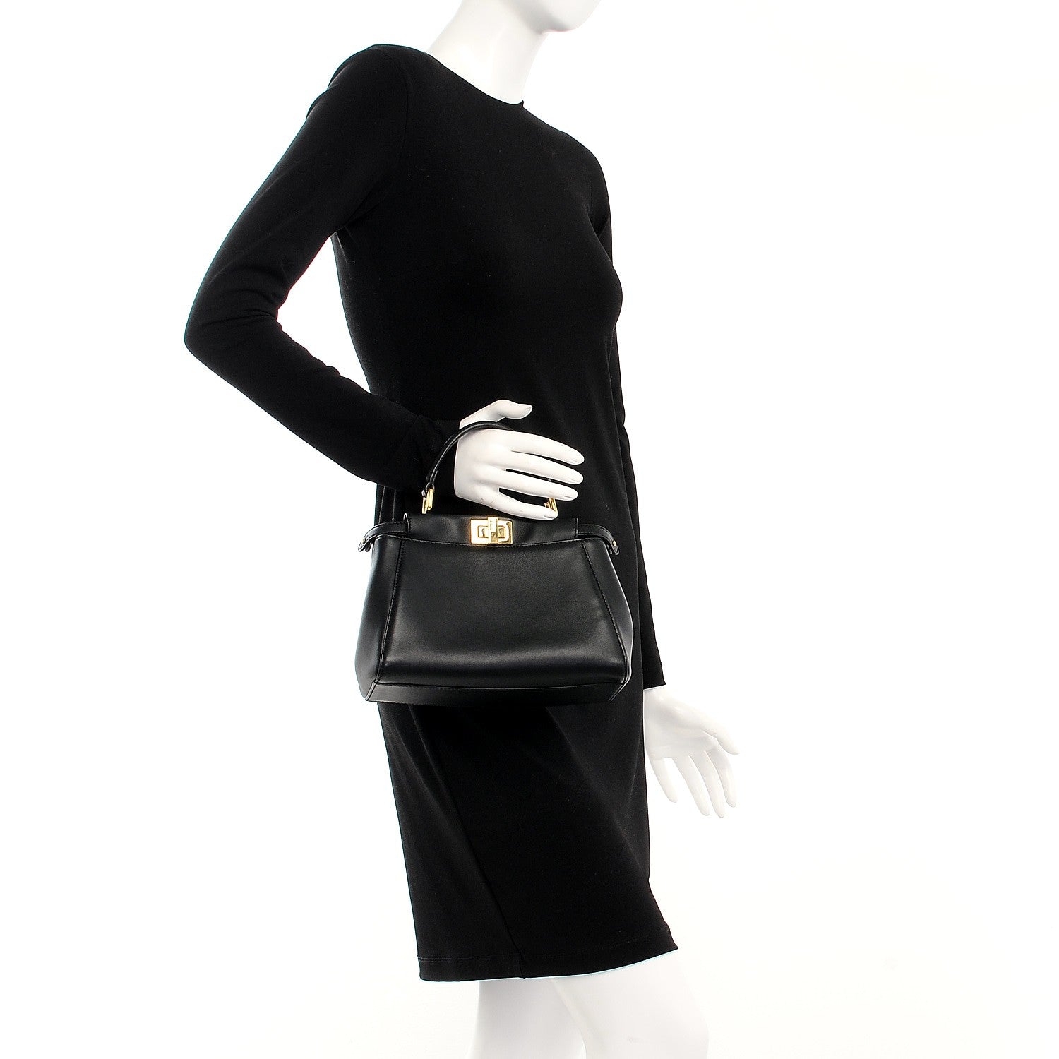 Fendi Nappa Mini Peekaboo Iconic Satchel Black 3 of 7