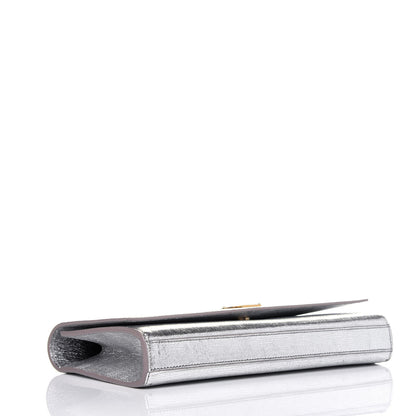 Saint Laurent Textured Metallic Calfskin Classic Monogram Cassandre Clutch Silver 4 of 15