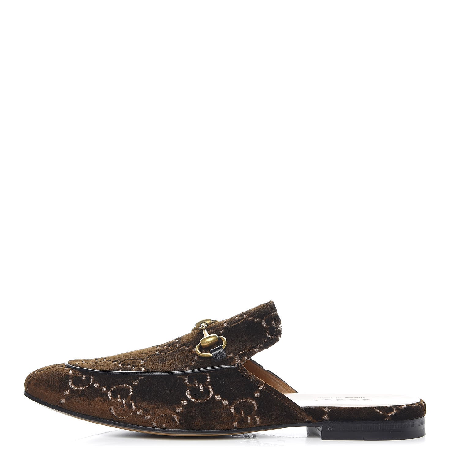 Gucci Velvet GG Monogram Mens Princetown Slippers 8 Brown 1 of 9