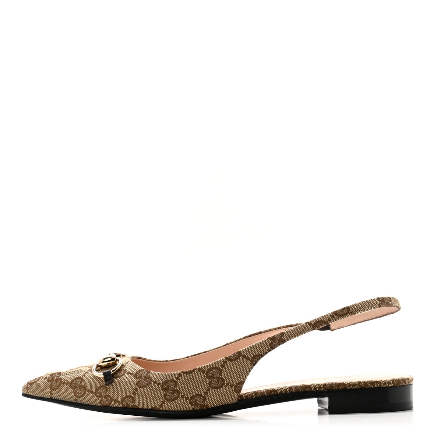 Monogram Horsebit Womens Slingback Ballet Flat 39 Beige Ebony Cocoa