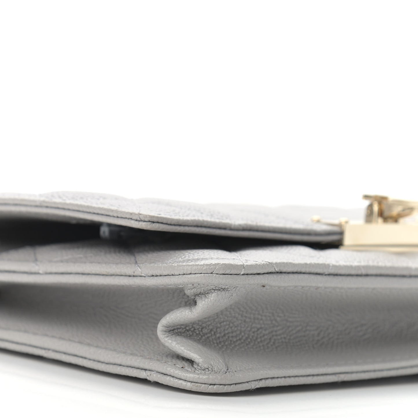 Caviar Quilted Golden Class Wallet On Chain WOC Gray