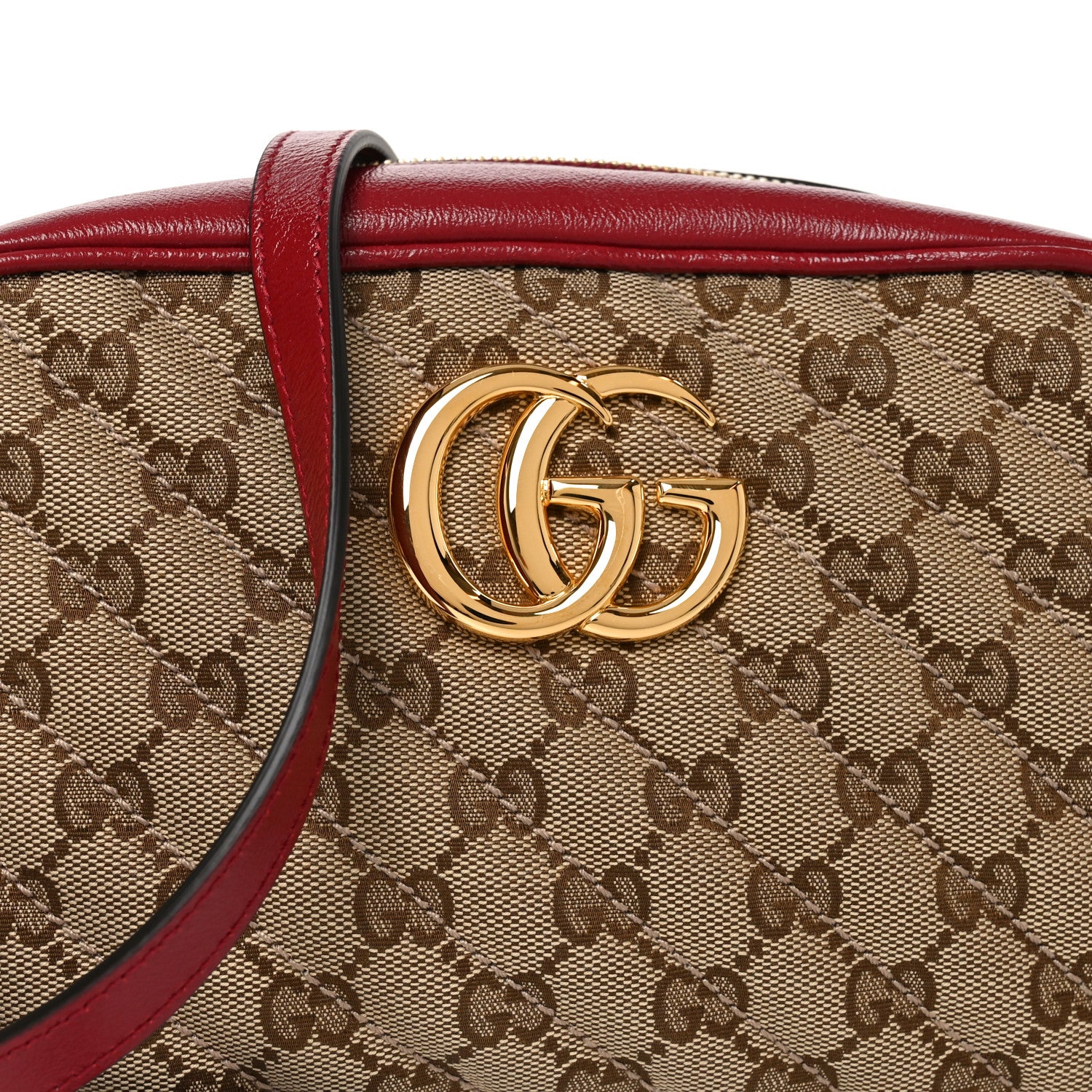 Gucci Monogram Azalea Calfskin Matelasse Diagonal Small GG Marmont Chain Shoulder Bag Beige Ebony New Cherry Red 8 of 10