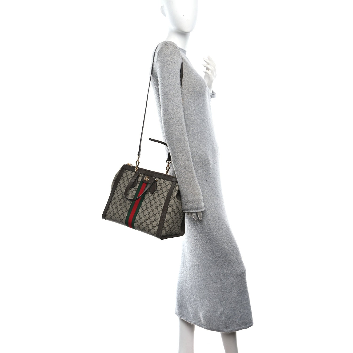 Gucci GG Supreme Monogram Web Medium Ophidia Tote Bag Brown 2 of 11