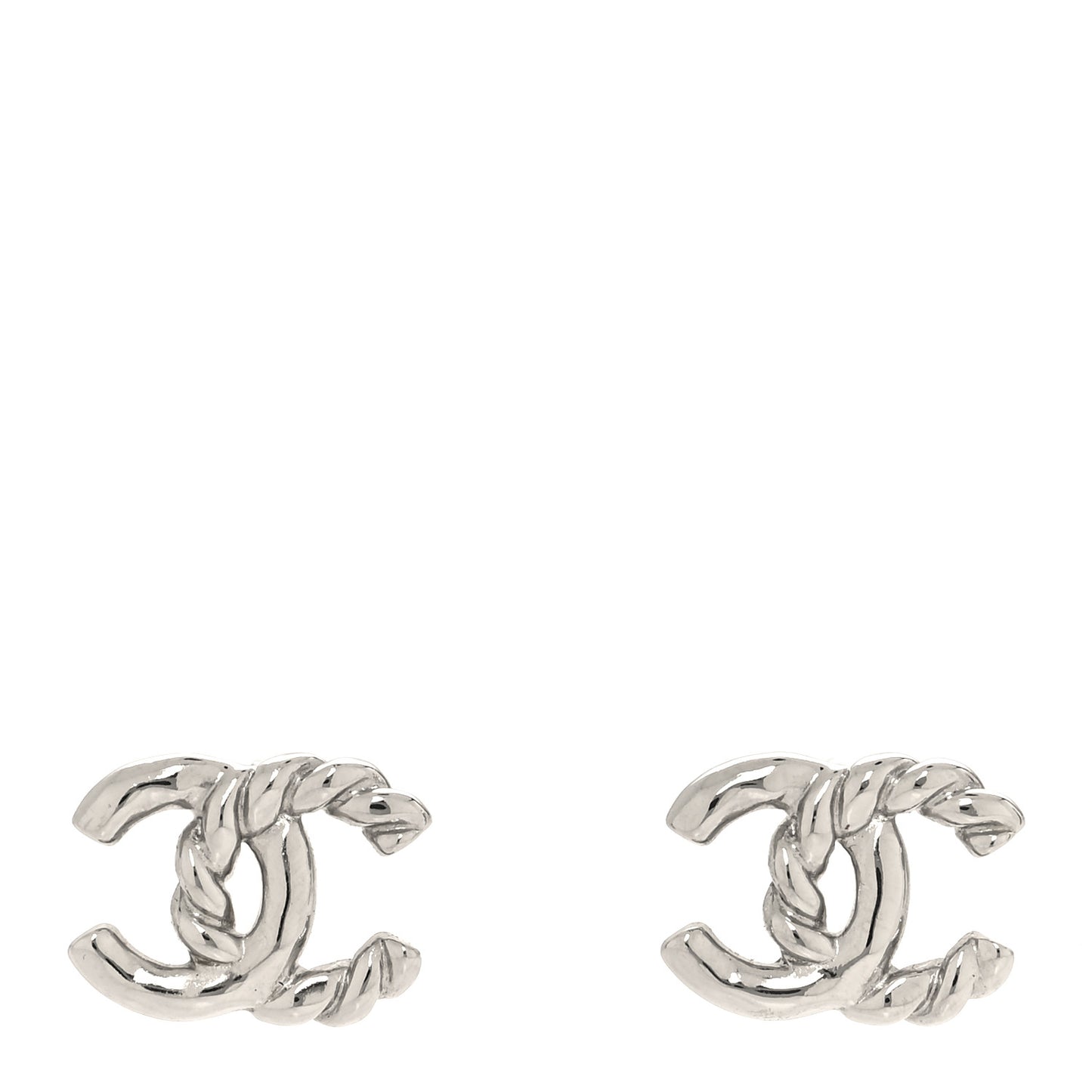 Metal CC Rope Earrings Silver
