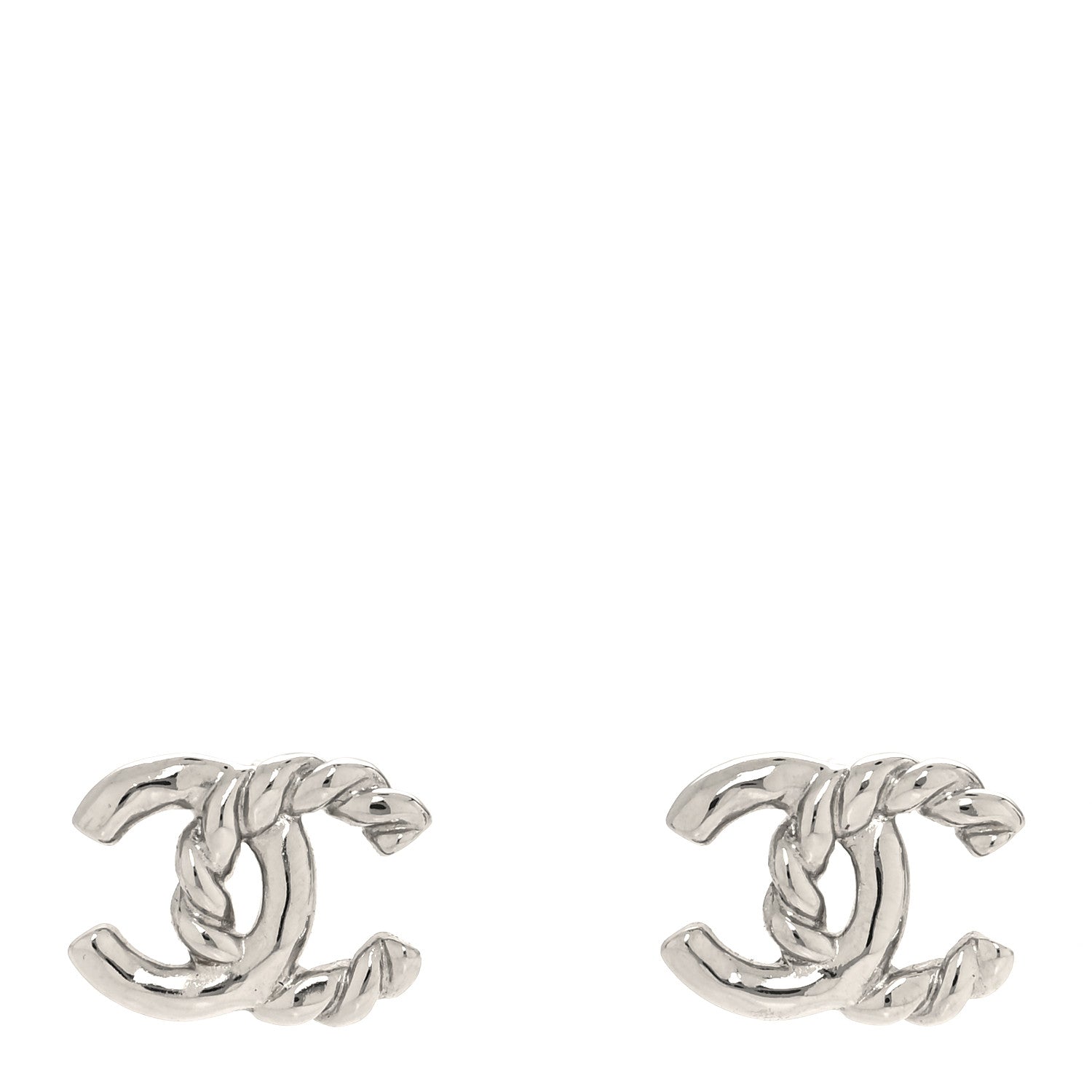 Chanel Metal CC Rope Earrings Silver 1 of 5