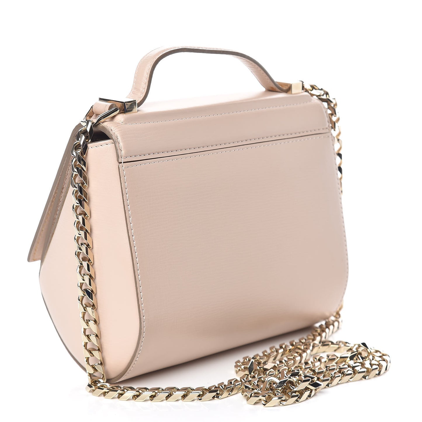 Textured Calfskin Mini Pandora Box Chain Crossbody Bag Nude Pink