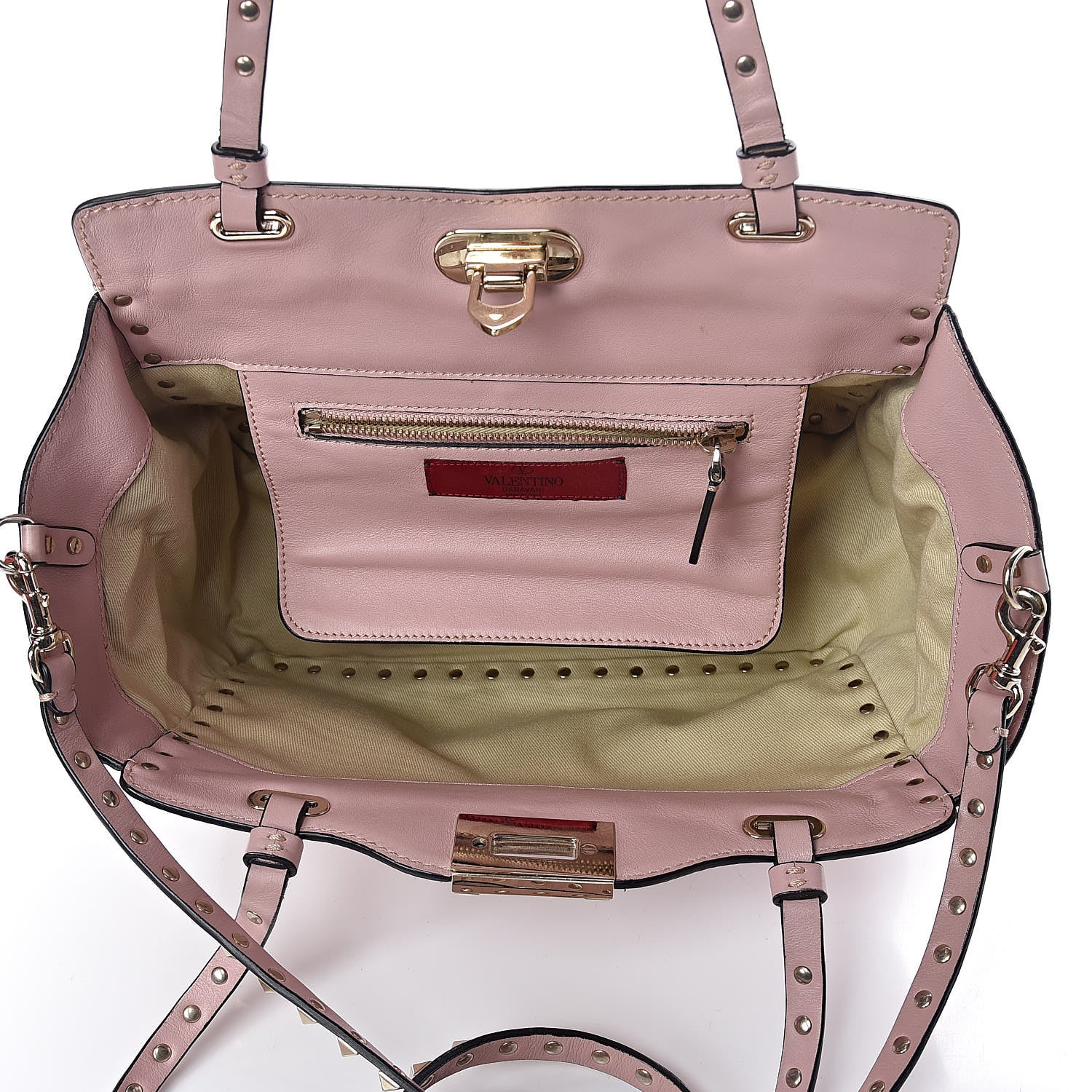 Valentino Garavani Vitello Small Rockstud Tote Pink 6 of 9