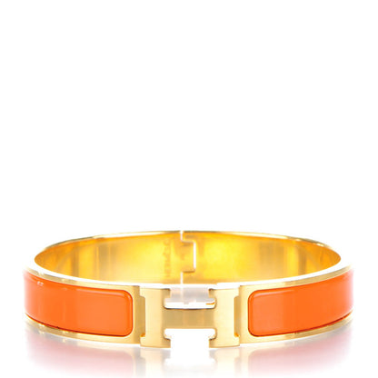 Hermes Enamel Narrow Clic Clac H Bracelet GM Orange 1 of 5