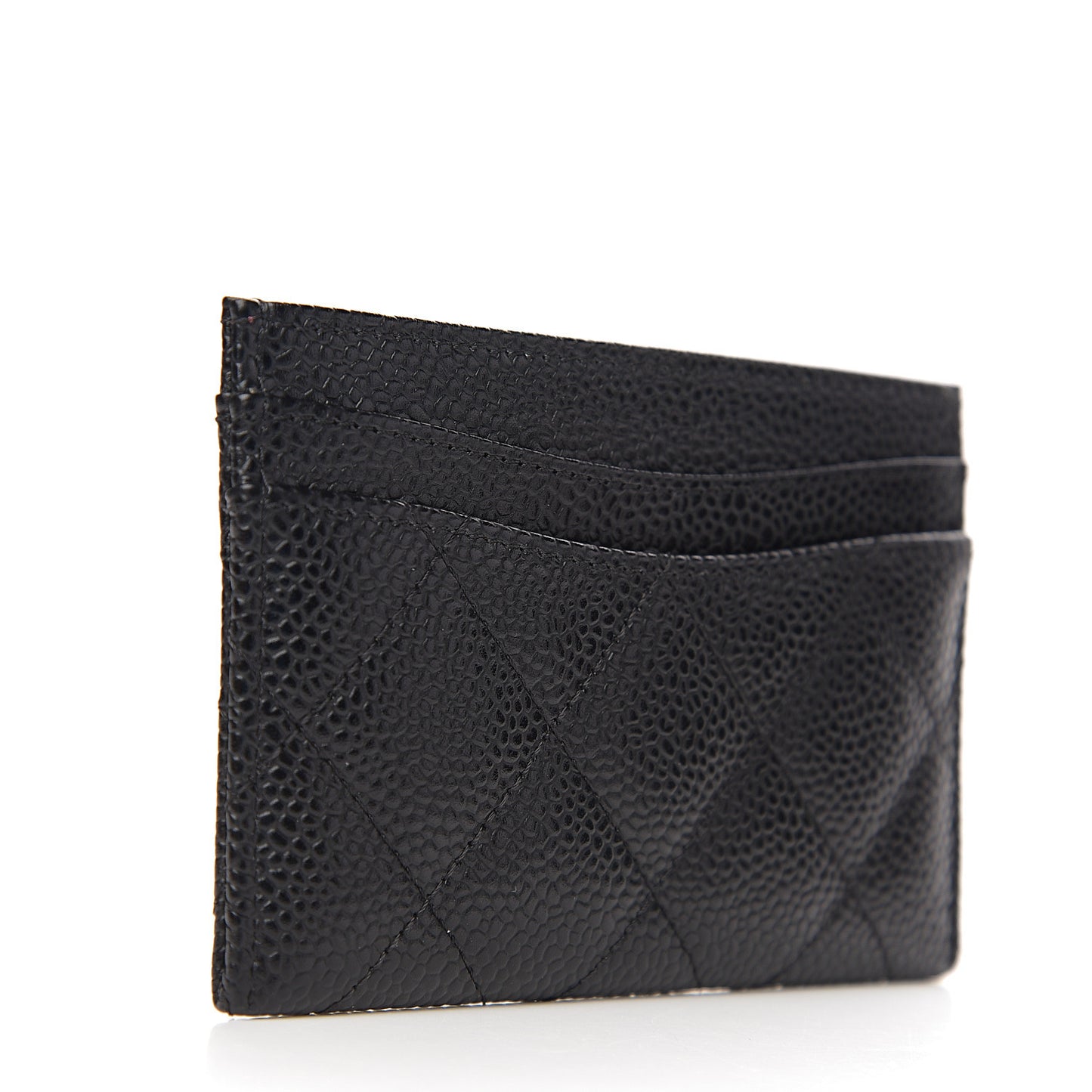 Caviar Quilted Card Holder Black