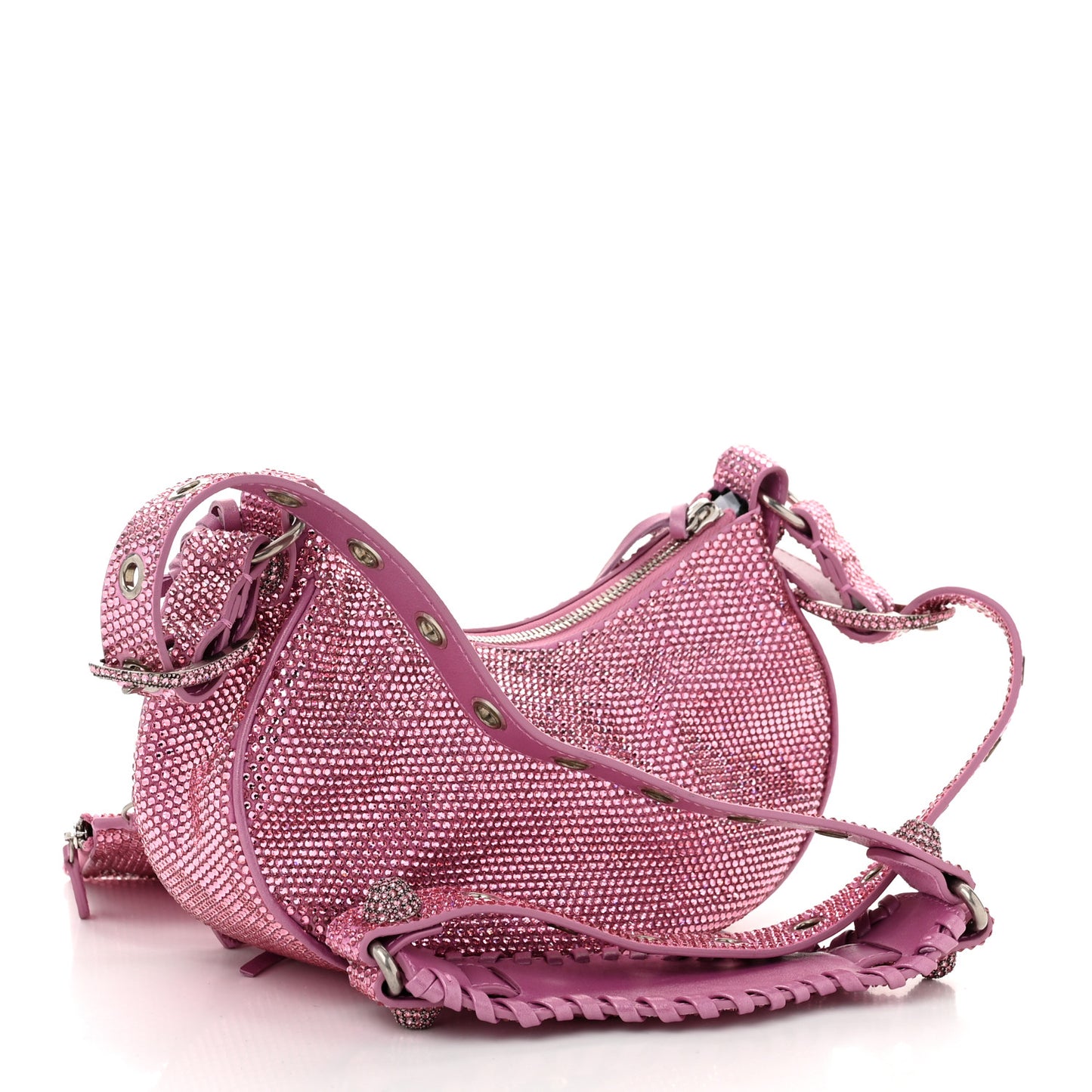Strass Suede Le Cagole Shoulder Bag XS Taffy Light Pink