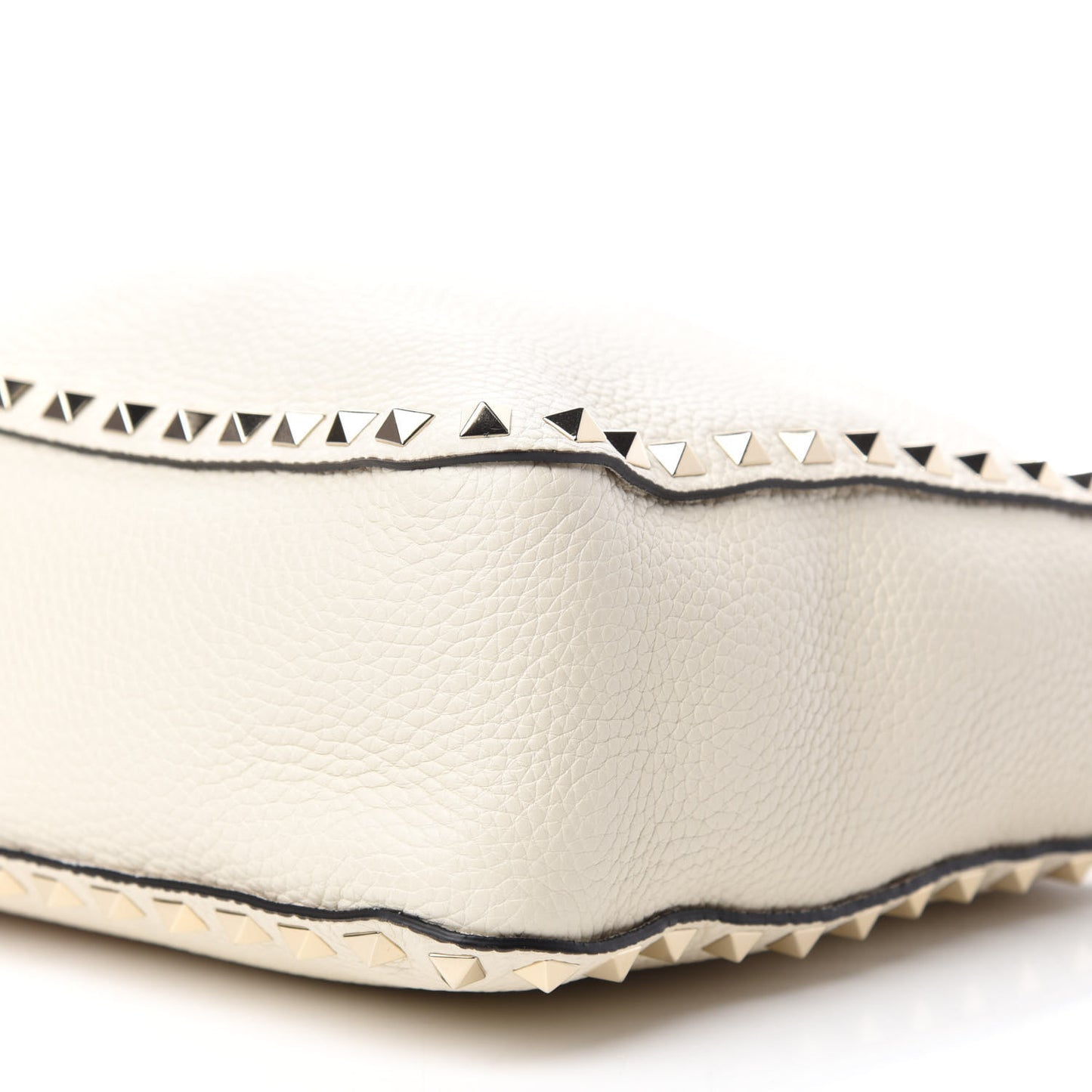 Pebbled Calfskin Small Rockstud Flip-Lock Messenger Bag Light Ivory