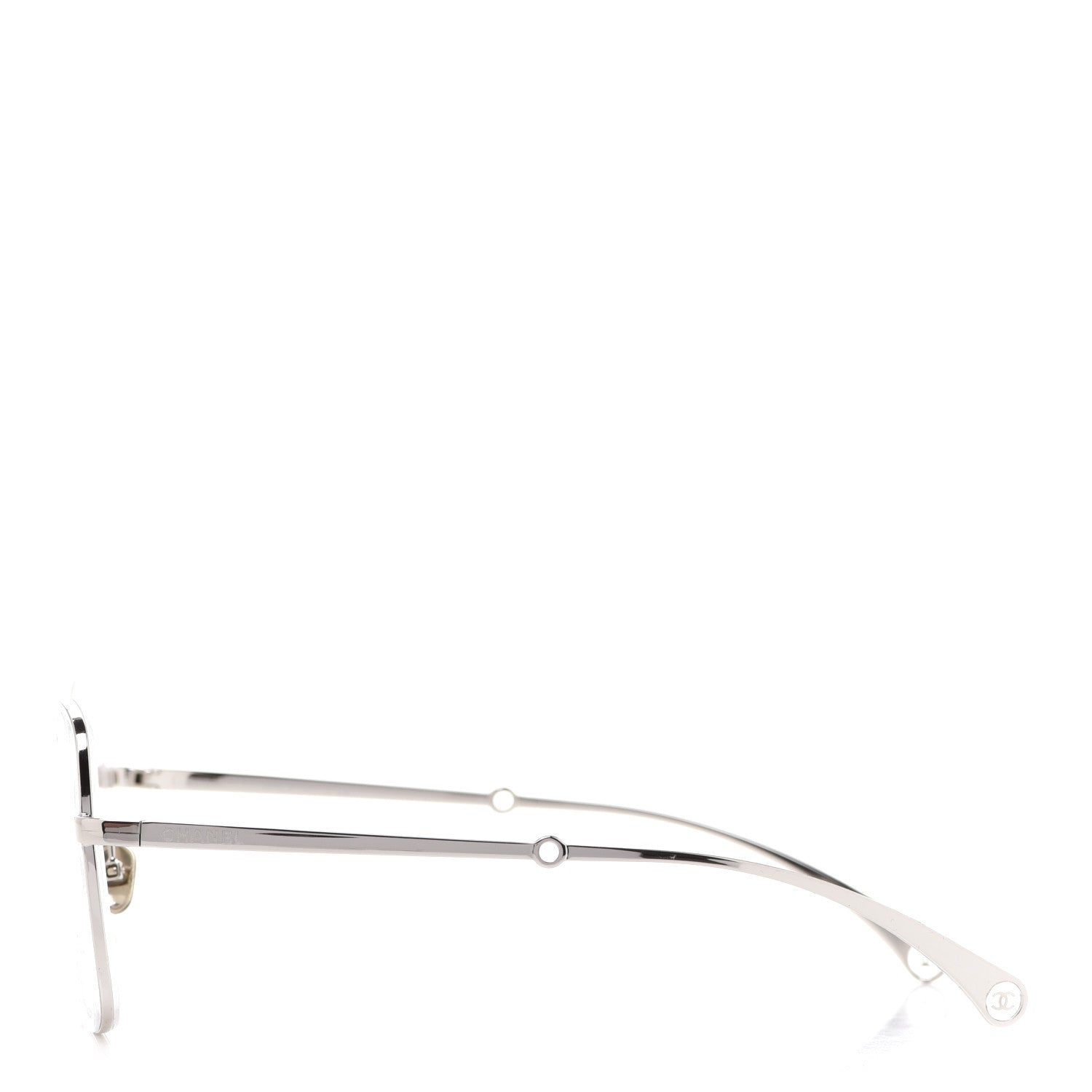 Chanel Square Removable Pearl Chain Eyeglasses 2195 Silver 952947