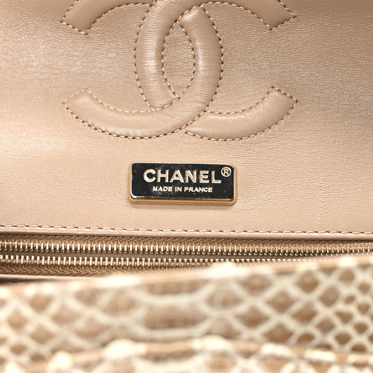 Chanel Snakeskin Medium Double Flap Beige 6 of 10