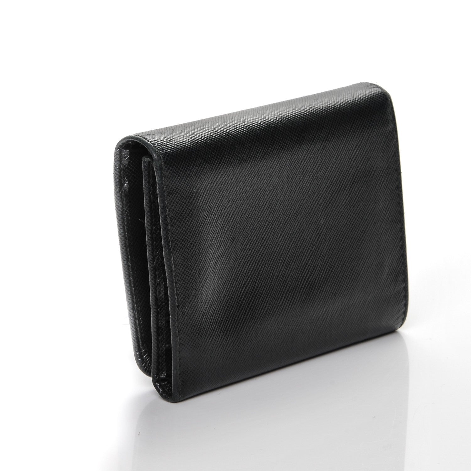 Prada Saffiano Metal Tri-Fold Wallet Nero Black 3 of 7