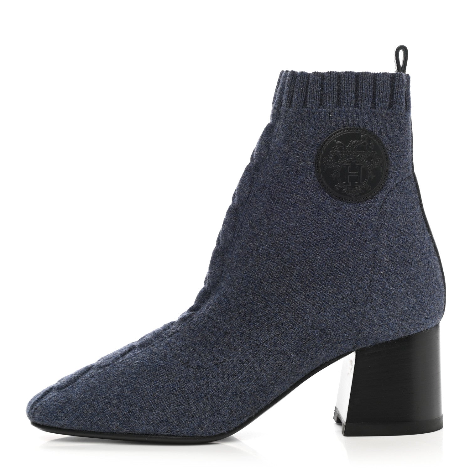 Hermes Knit Calfskin Volver 60 Ankle Boots 36 Bleu Diplomatique 1 of 9