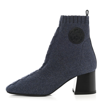 Hermes Knit Calfskin Volver 60 Ankle Boots 36 Bleu Diplomatique 1 of 9