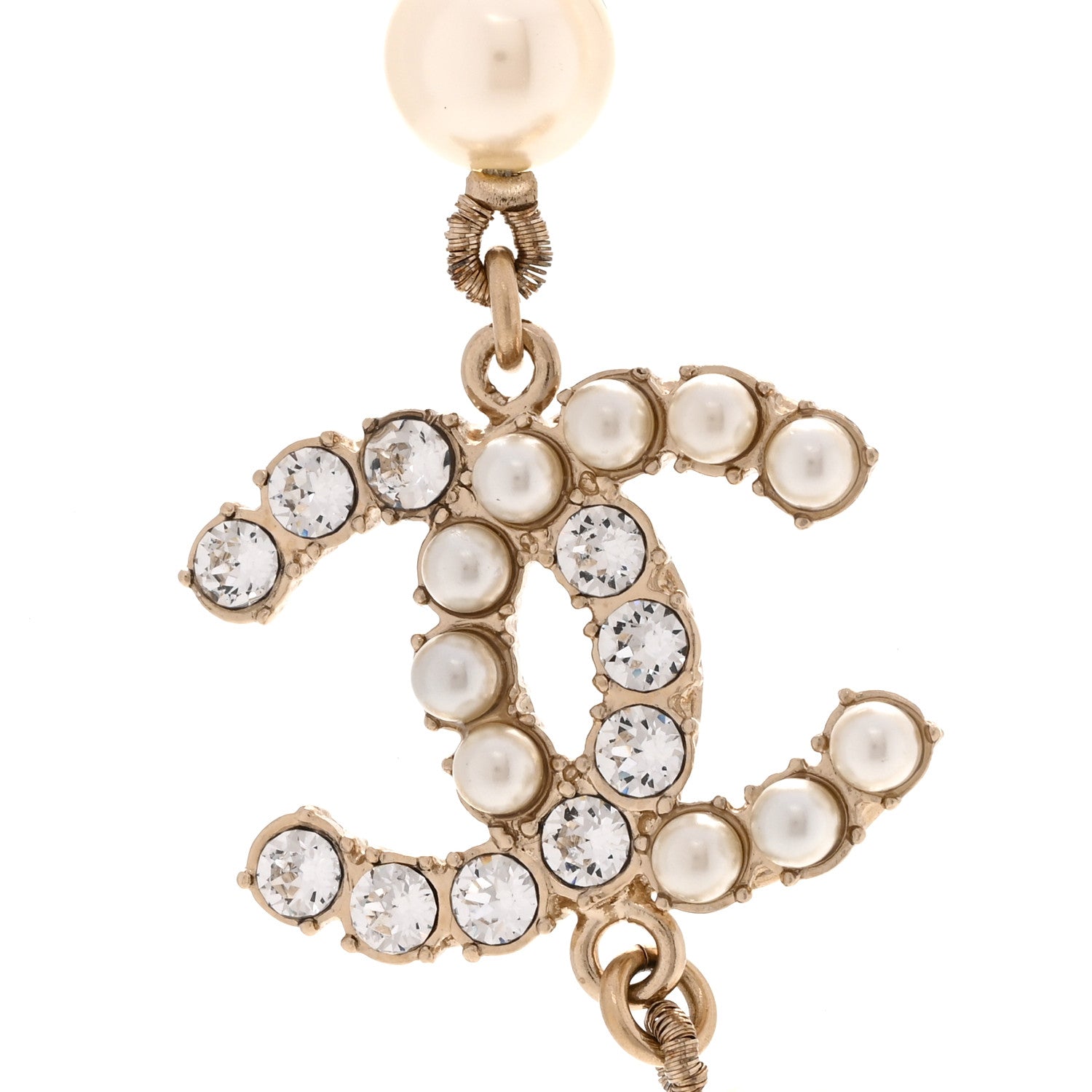 Chanel Pearl Baguette Crystal CC Long Necklace Gold 4 of 6