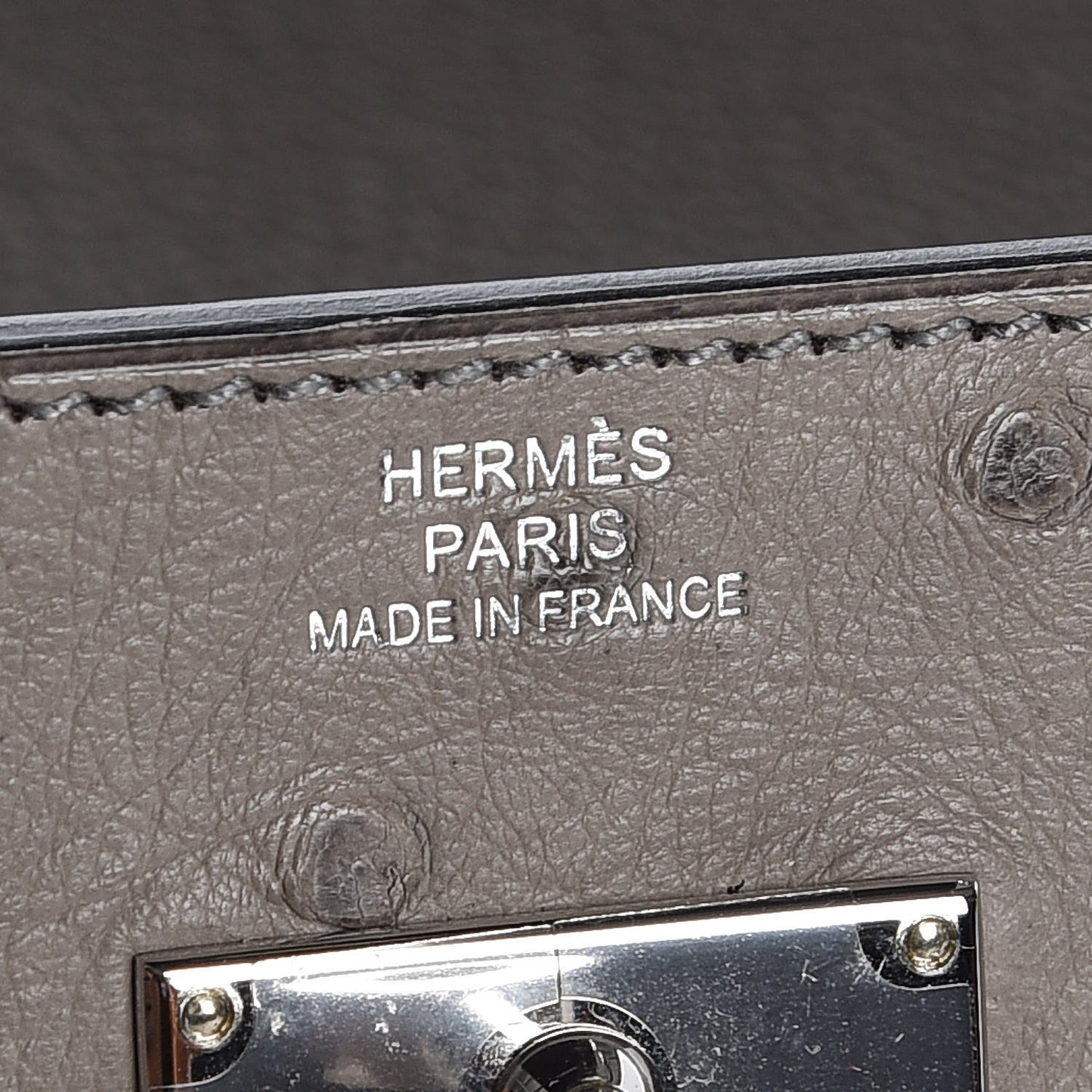 Ostrich Kelly Longue Wallet Gris Tourterelle