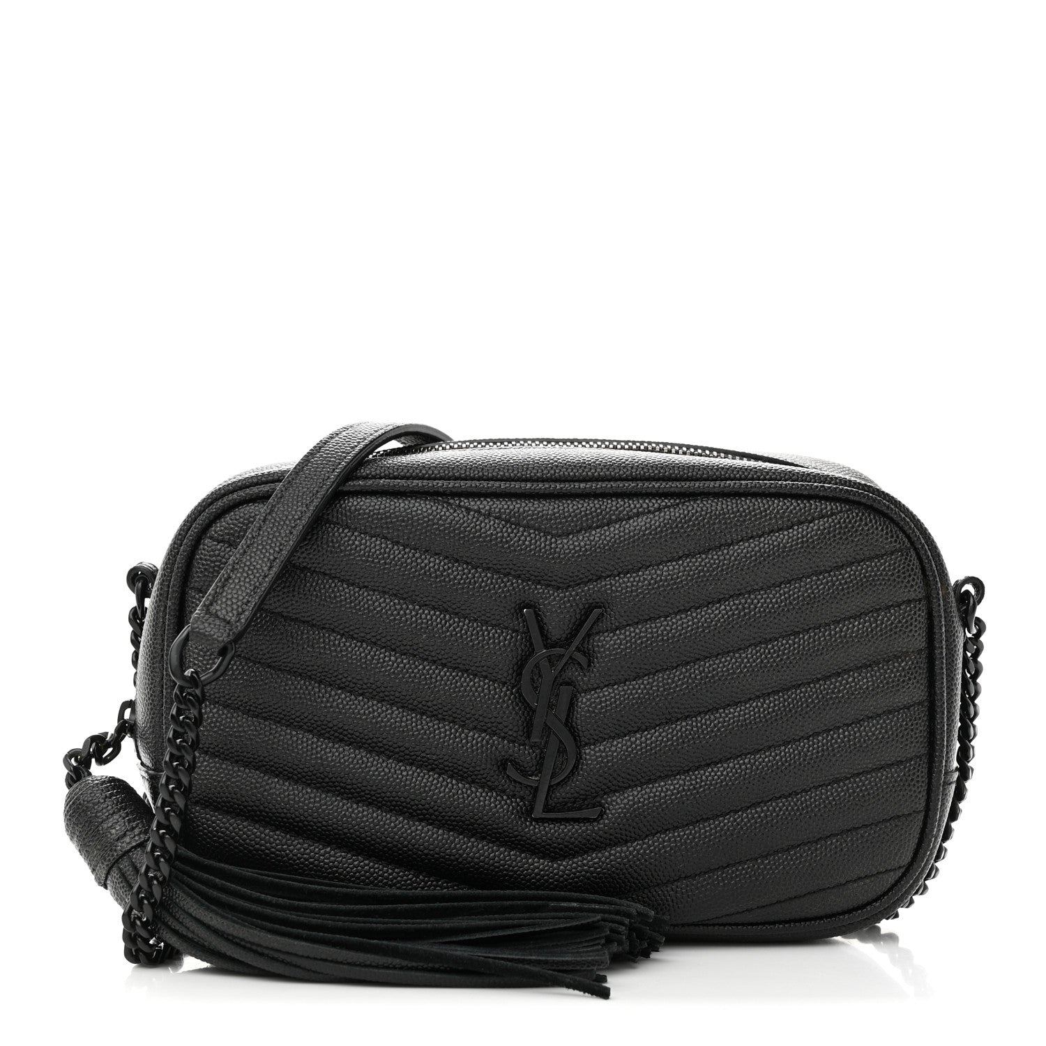 Saint Laurent Grain De Poudre Matelasse Monochrome Monogram Mini Lou Camera Bag Black 1 of 13