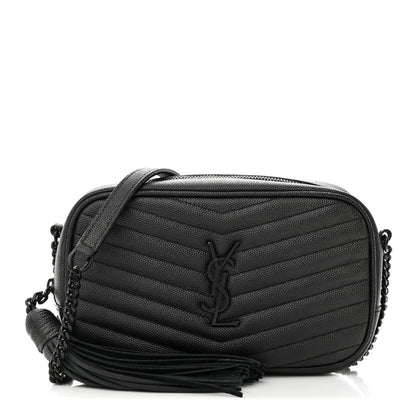 Saint Laurent Grain De Poudre Matelasse Monochrome Monogram Mini Lou Camera Bag Black 1 of 13