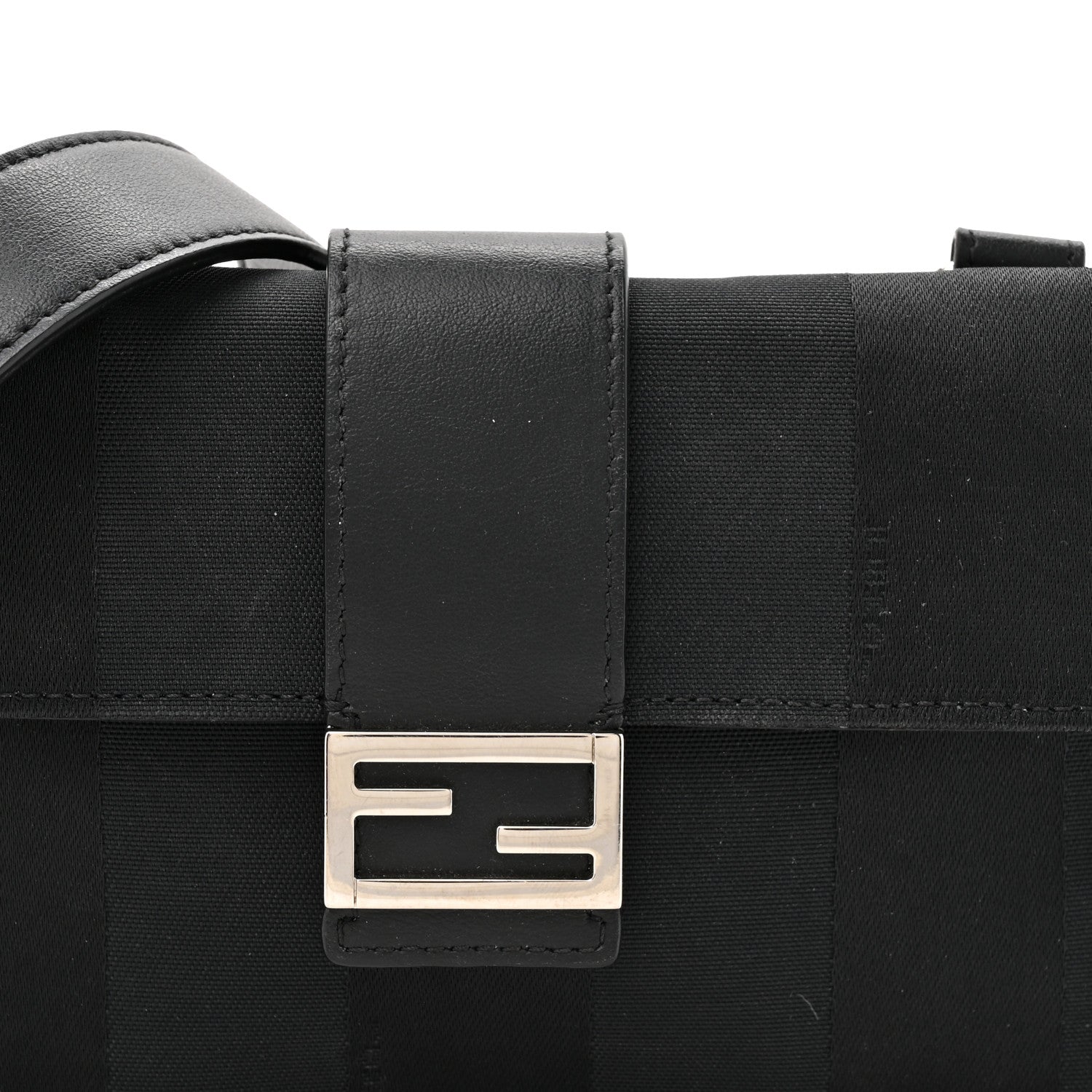 Fendi Recycled Nylon Vitello Grace Light Pequin Baguette Belt Pouch Black 8 of 12