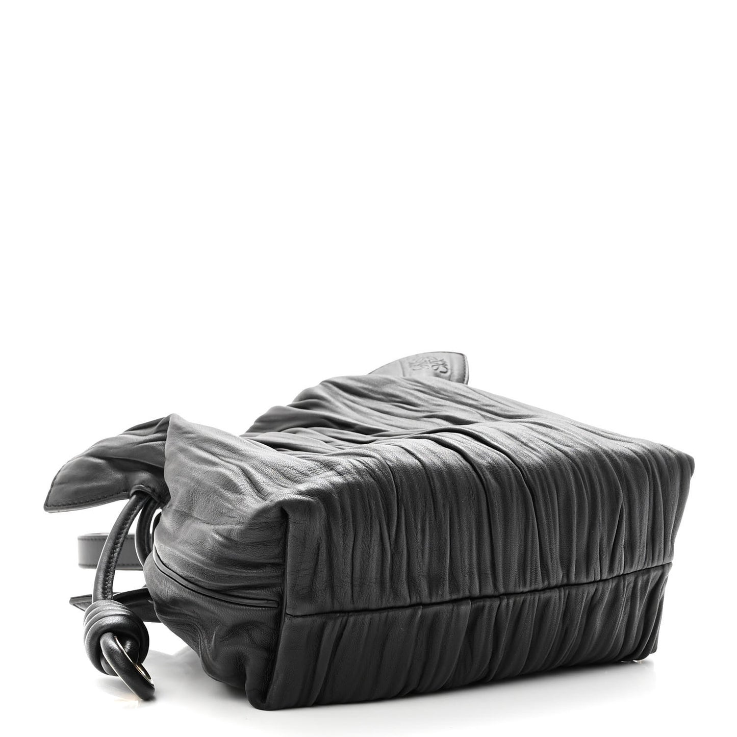 Crinkled Nappa Small Flamenco Knot Shoulder Bag Black