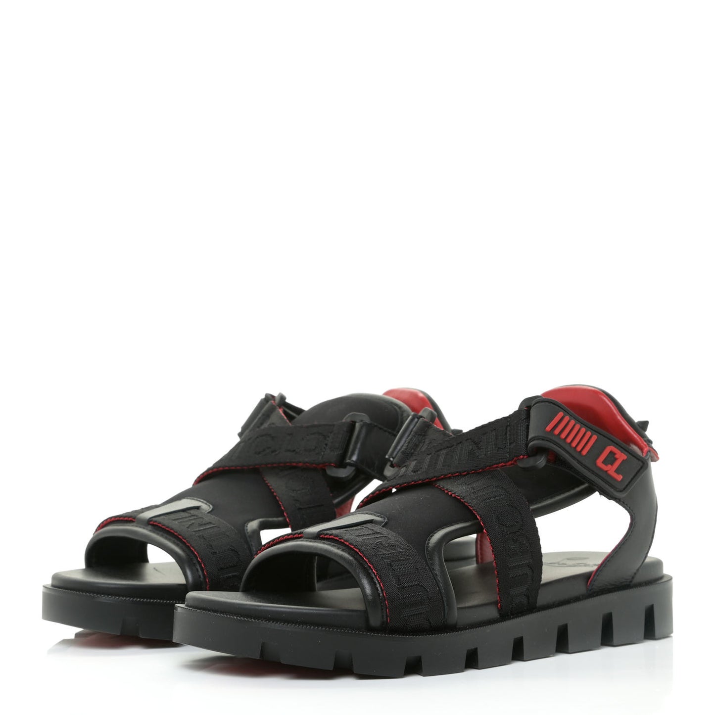 Calfskin Velcrissimo Flat Sandals 38.5 Black