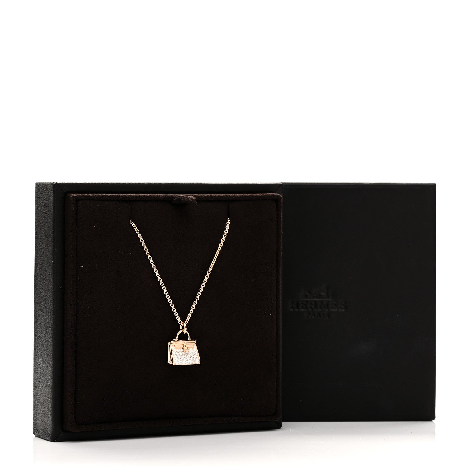 Hermes 18K Rose Gold Diamond Kelly Amulettes Pendant Necklace 6 of 6
