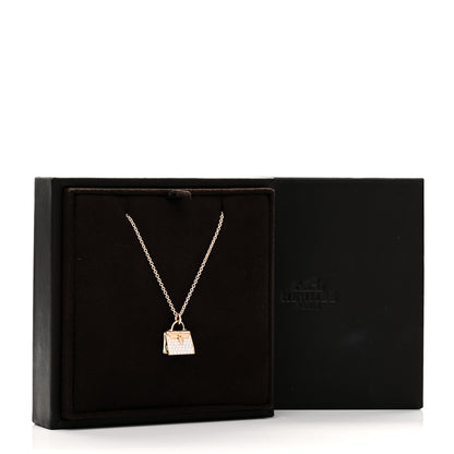 Hermes 18K Rose Gold Diamond Kelly Amulettes Pendant Necklace 6 of 6