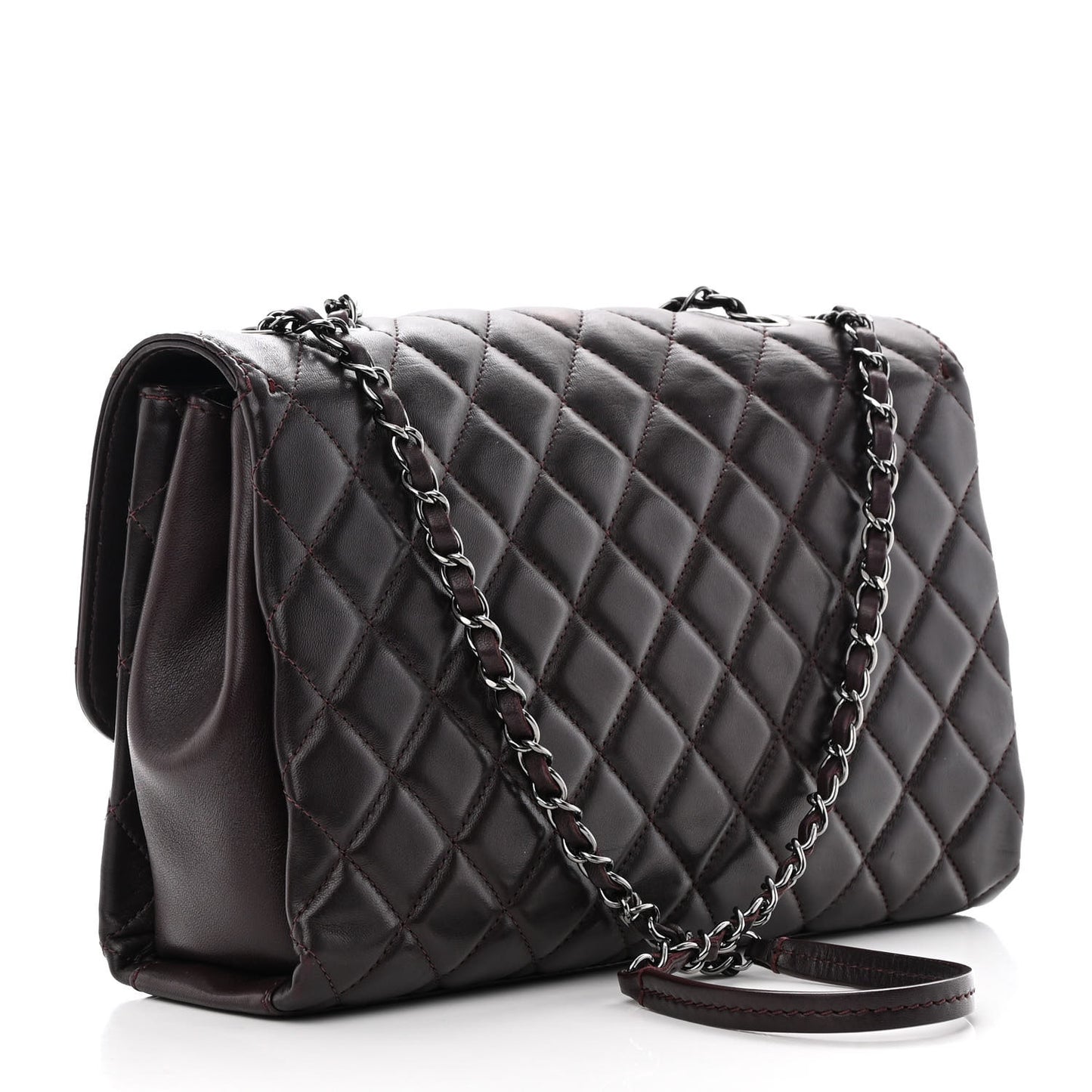 Lambskin Quilted Jumbo Coco Loop Flap Burgundy