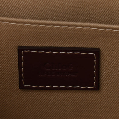 Chloe Cotton Calfskin Embroidered Medium Woody Ribbon Tote Burgundy 6 of 10