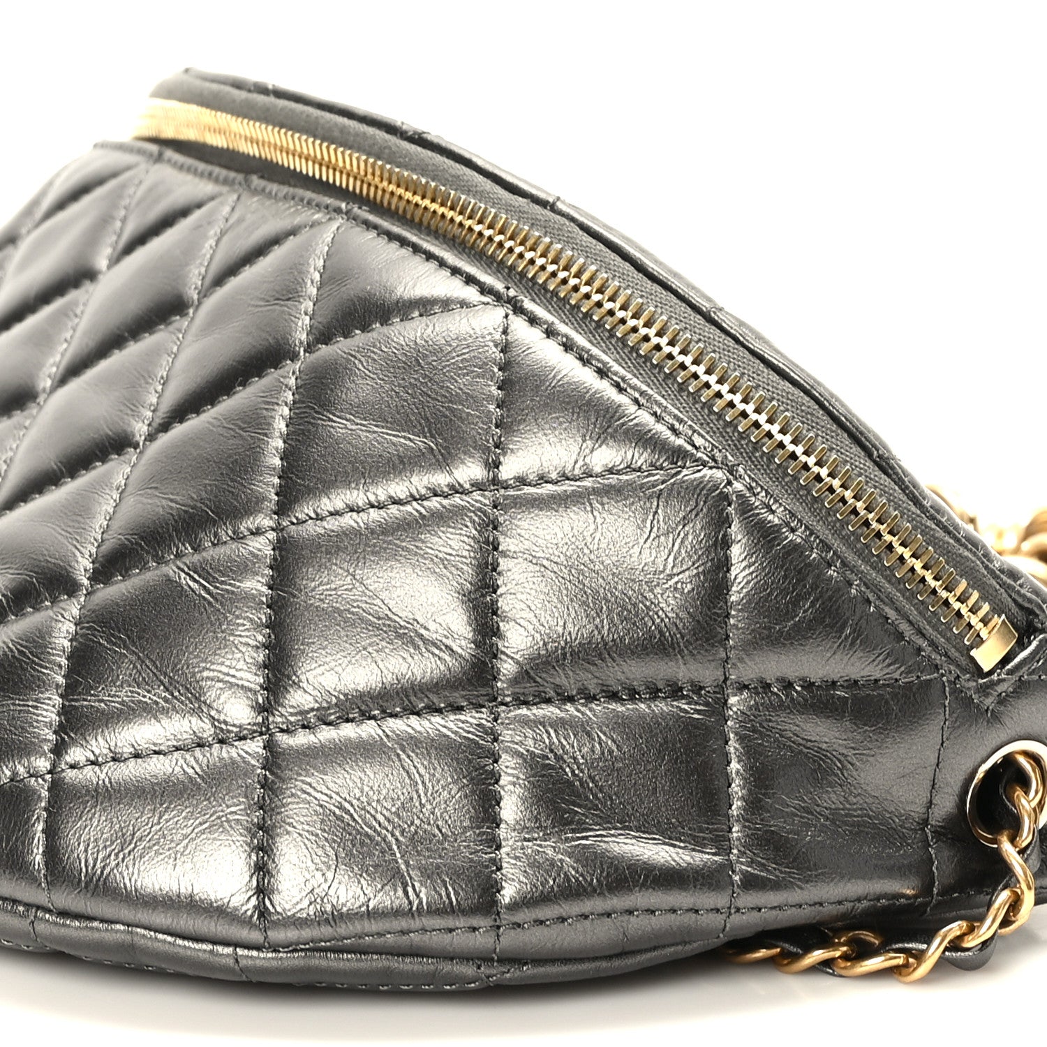 Chanel Metallic Calfskin Pearl Quilted CC Belt Bag Ruthenium 9 of 10