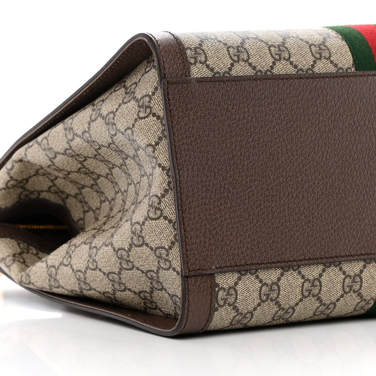 GG Supreme Monogram Web Medium Ophidia Tote Bag Brown