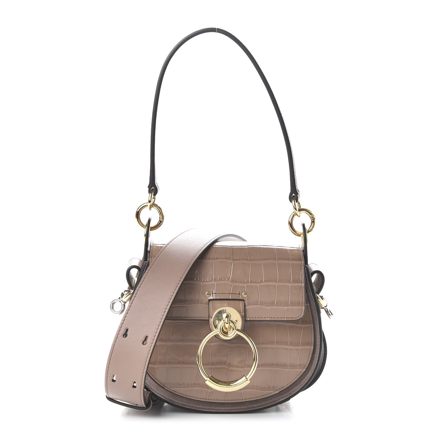 Chloe Calfskin Crocodile Embossed Small Tess Bag Woodrose 1 of 10