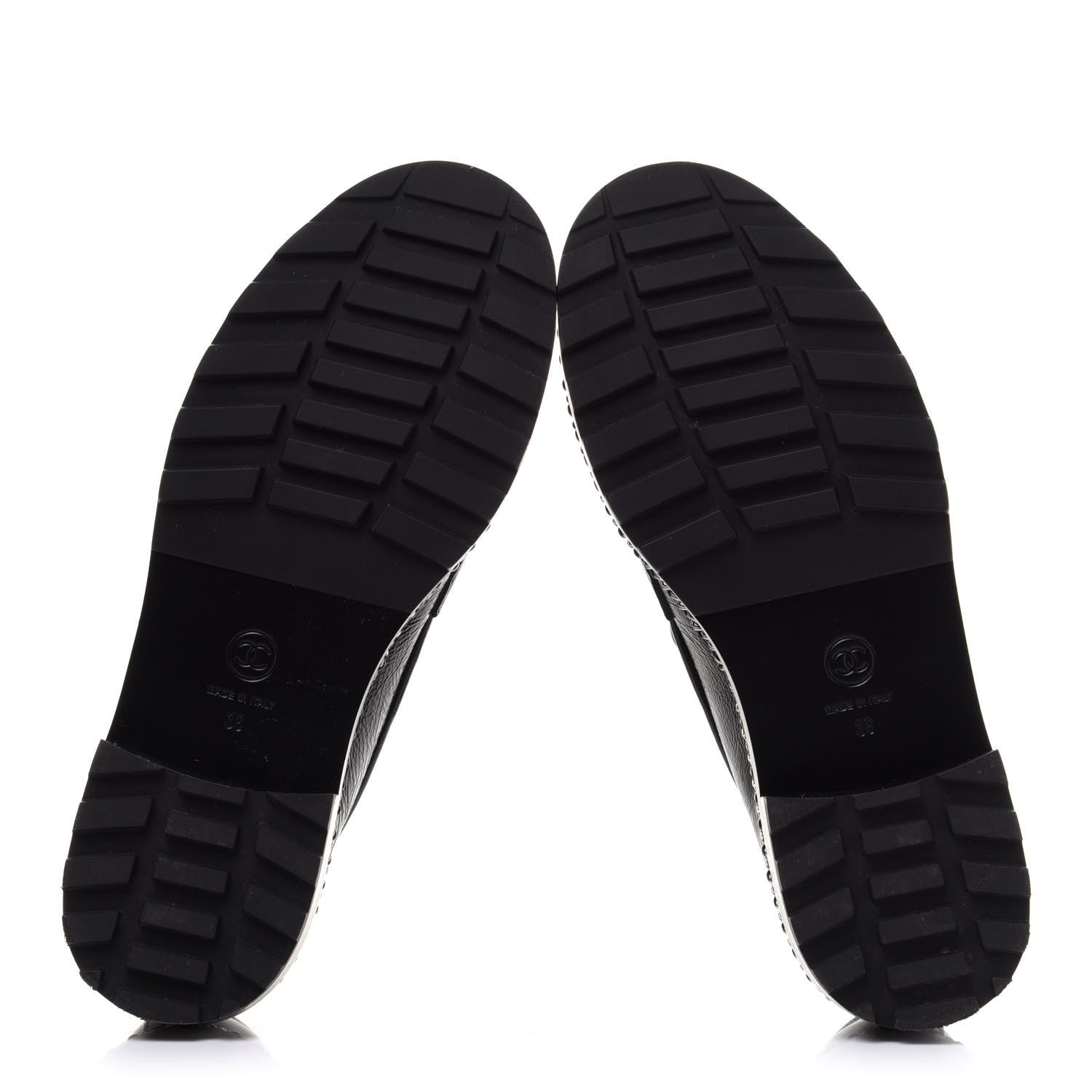Chanel Crinkled Calfskin Velvet CC Chain Mocassin Loafers 38 Black 6 of 10