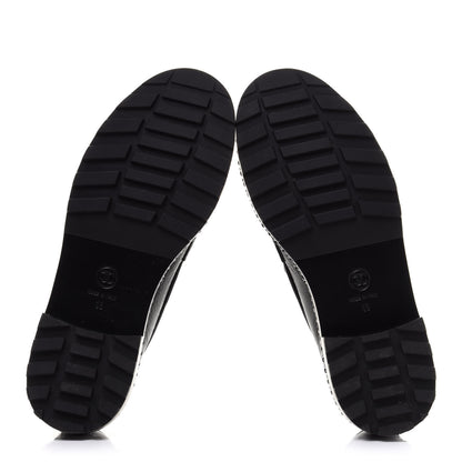 Chanel Crinkled Calfskin Velvet CC Chain Mocassin Loafers 38 Black 6 of 10