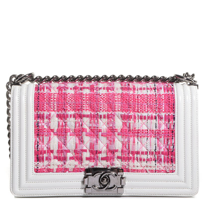 Chanel Patent Tweed Medium Boy Flap White 1 of 8