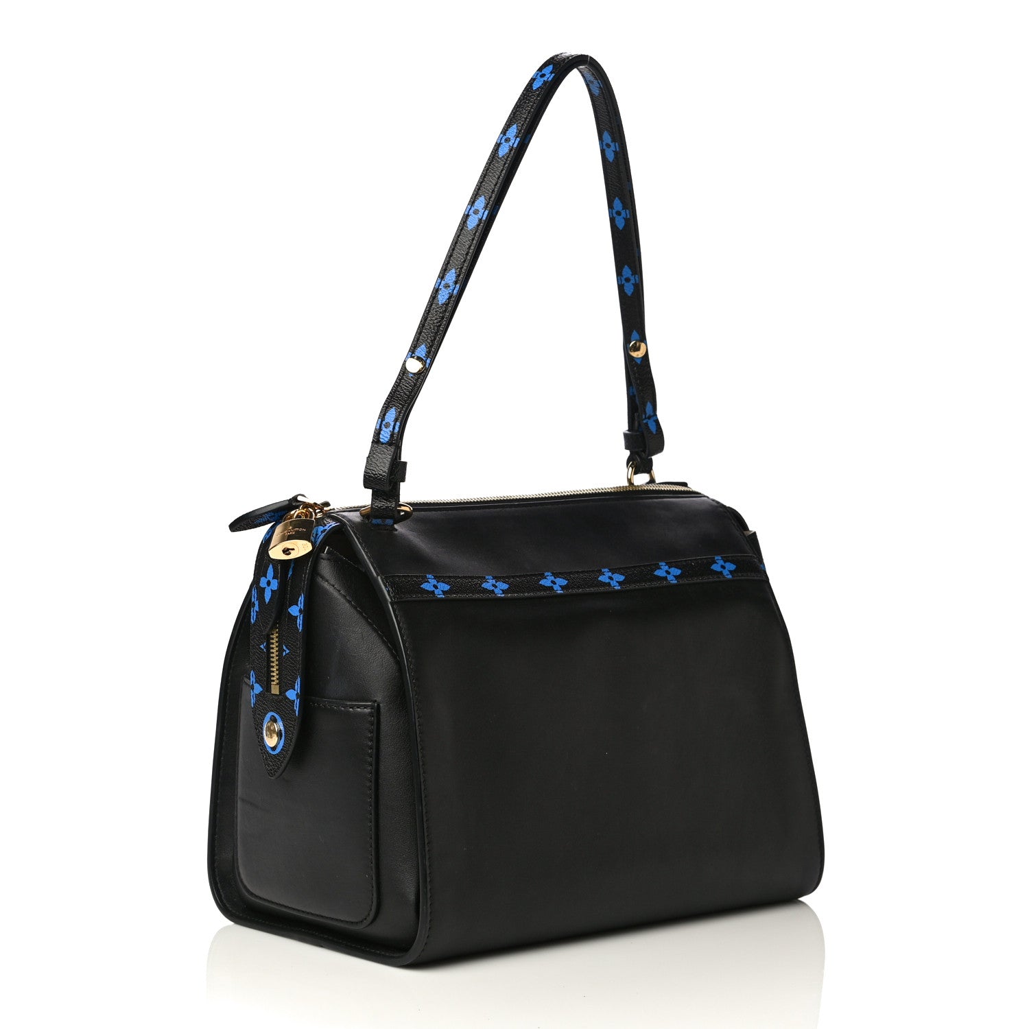 Louis Vuitton Smooth Calfskin Colored Monogram Speedy Amazon MM Blue Black 3 of 17