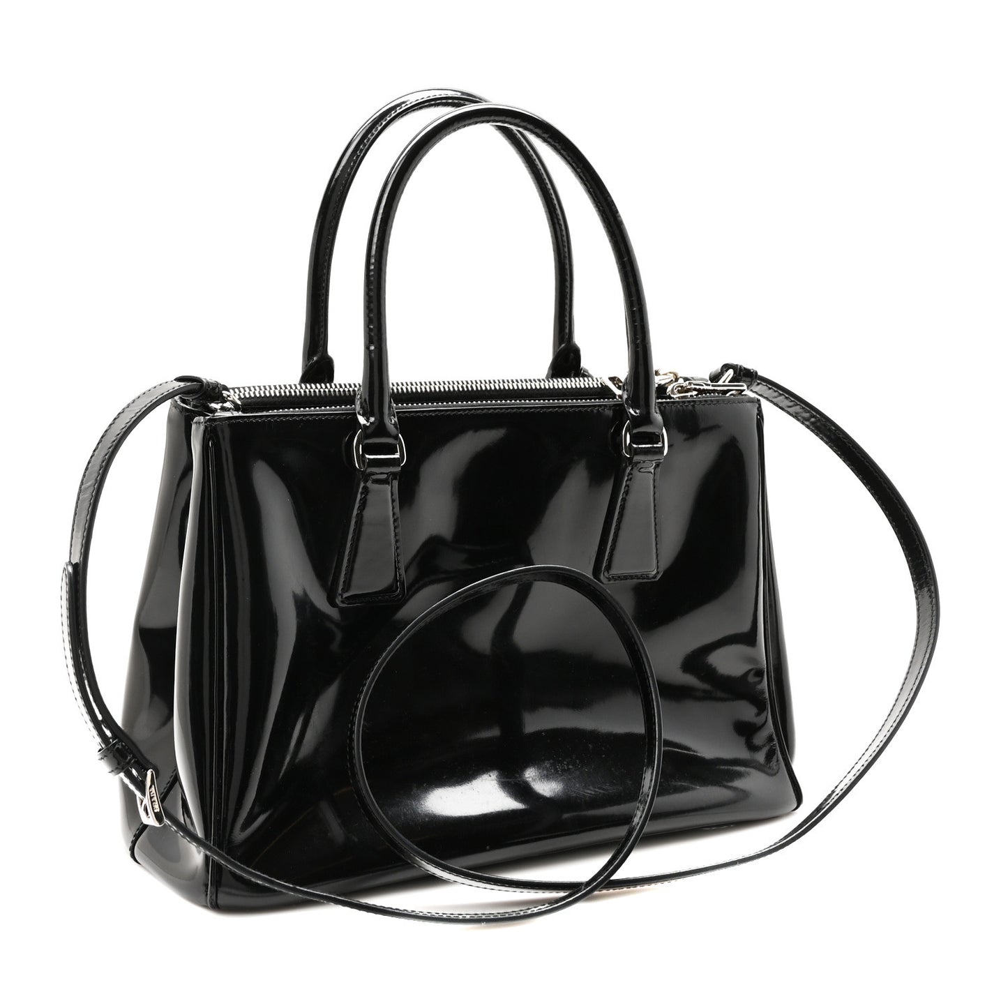 Spazzolato Small Galleria Double Zip Tote Black