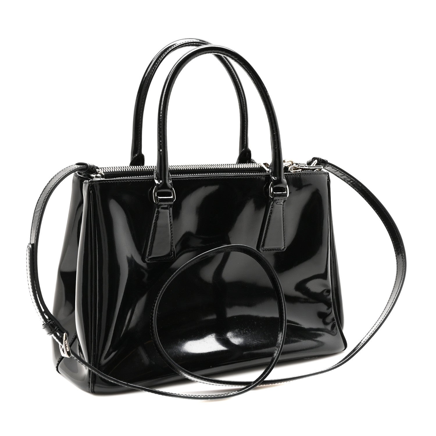 Prada Spazzolato Small Galleria Double Zip Tote Black 3 of 10