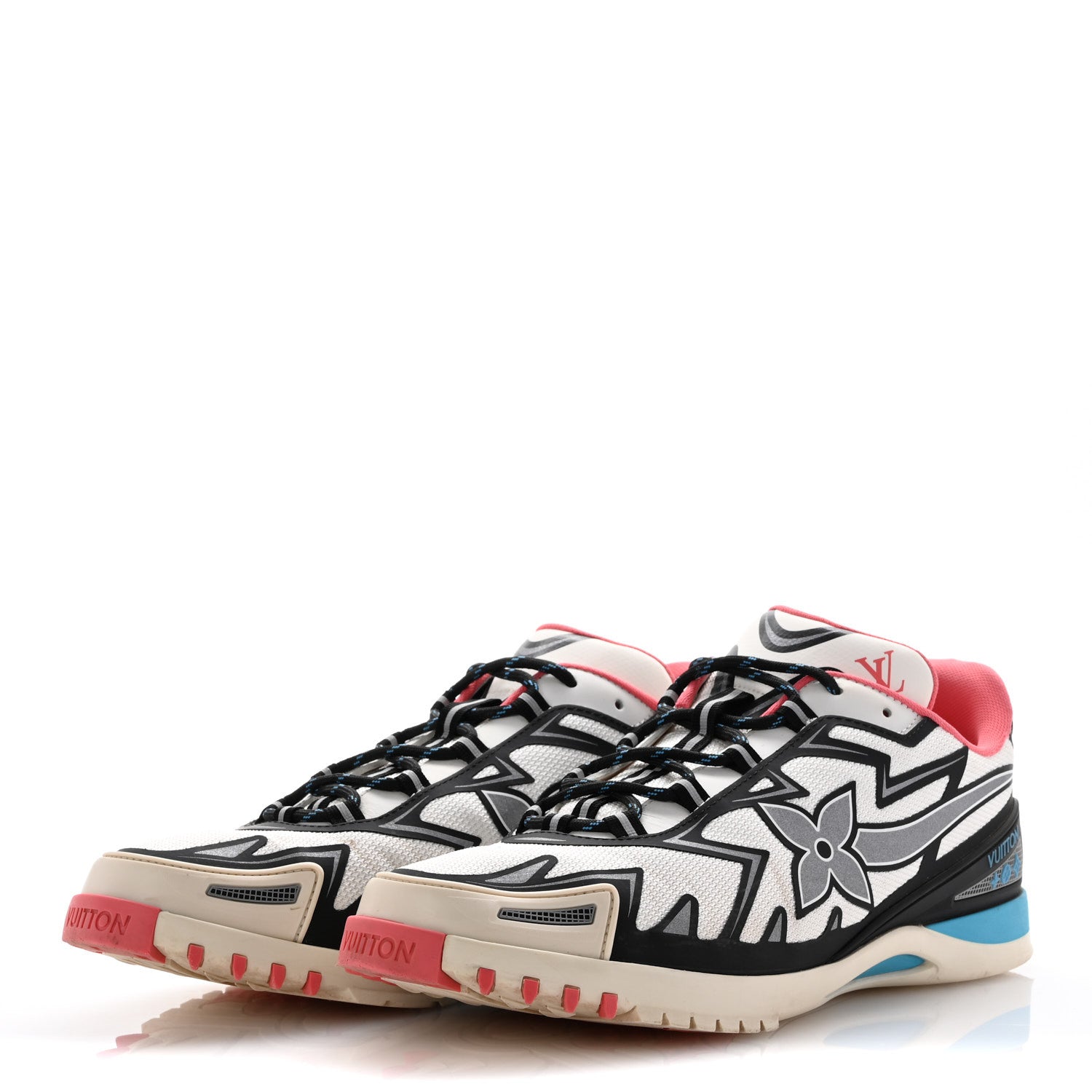 Louis Vuitton Mesh Rubber Mens LV Sprint Sneaker 8 White Pink Blue 4 of 12
