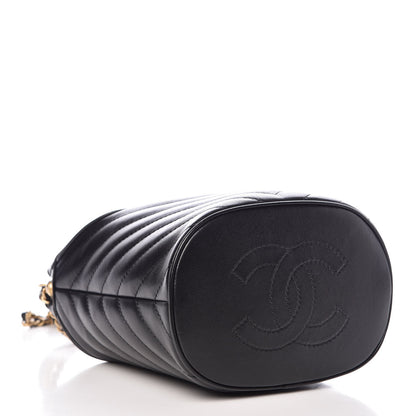 Chanel Lambskin Chevron Quilted Handle With Chic Bucket Bag Black 5 of 8