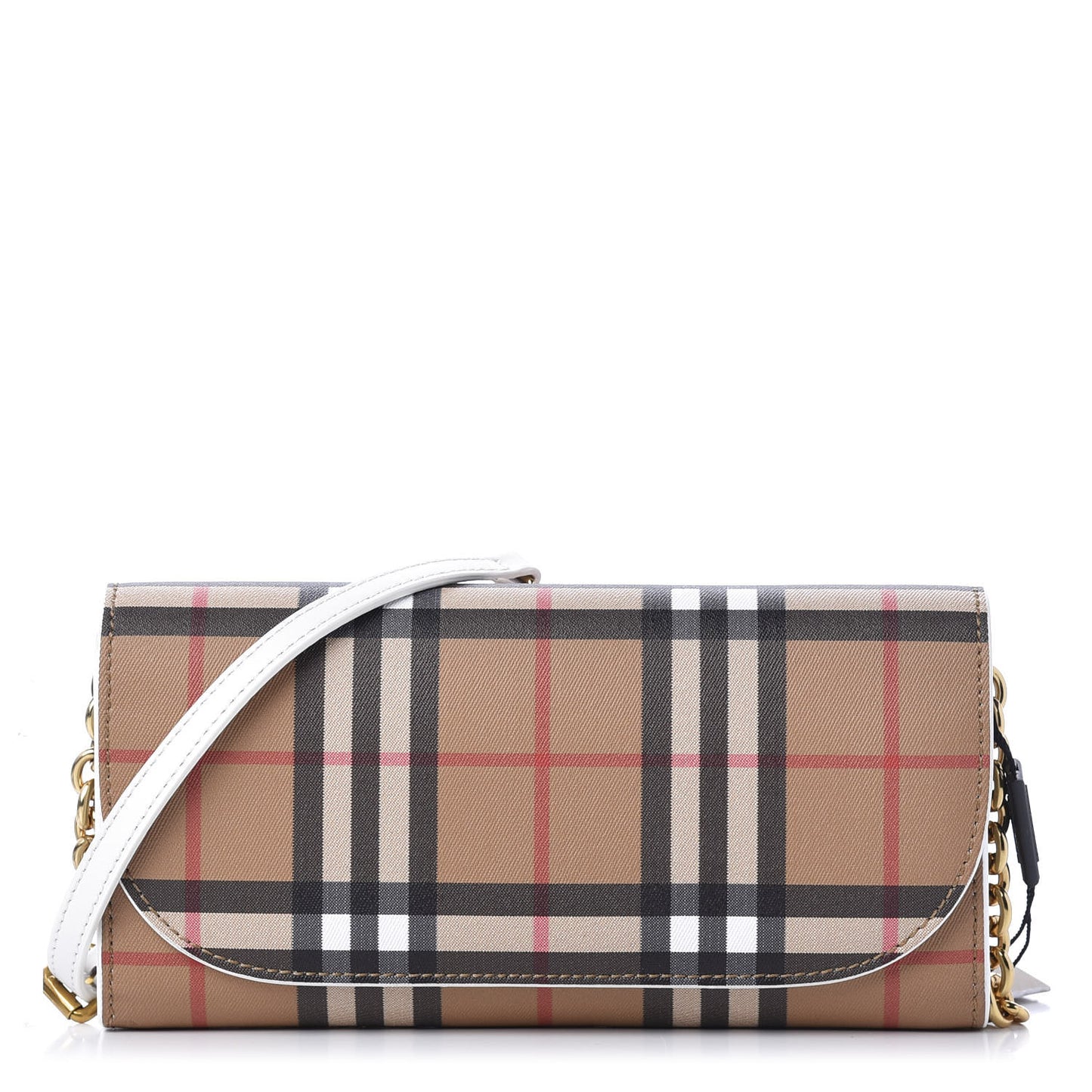 Vintage Check Henley Wallet On Chain Chalk White